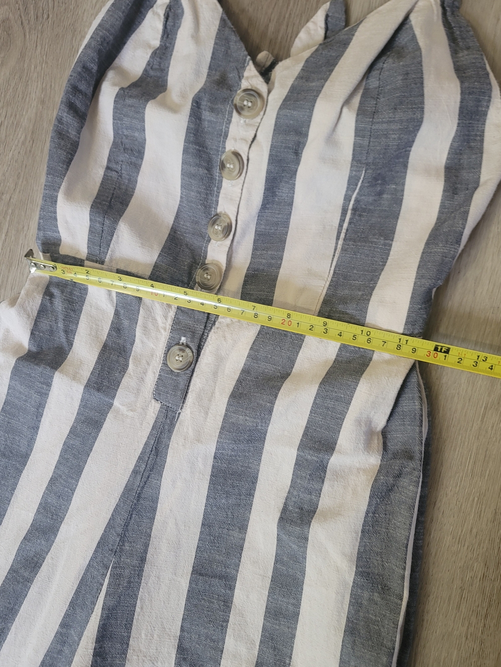 Japna Striped Wide Leg Jumpsuit Womens S Tie Front Smocked Back Coastal Beach - Picture 6 of 15